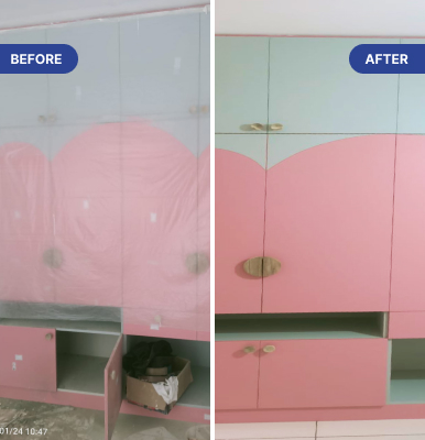Washroom image before and after